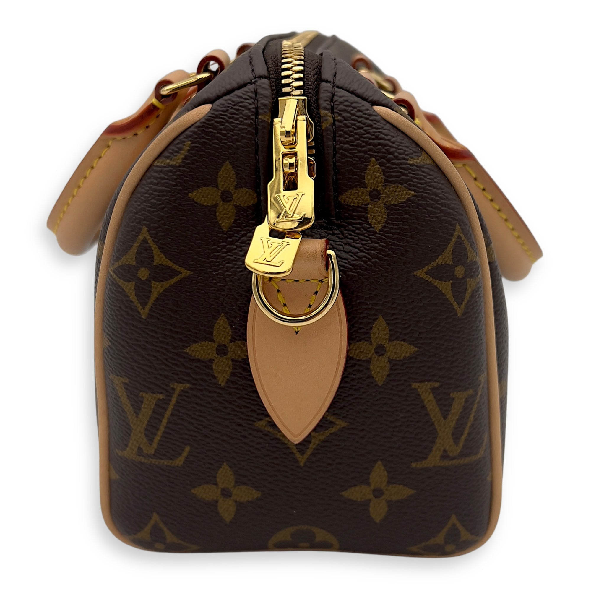 Louis Vuitton Speedy Bandouliere 20 Brown Top Handle Bag in Monogram Coated Canvas, Gold hardware_3