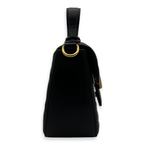 Gucci GG Marmont Mini Black Top Handle Bag in Calfskin, Gold hardware_3