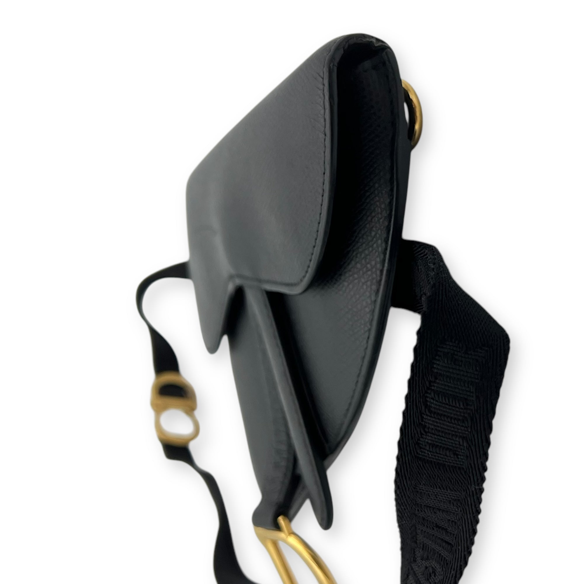 Christian Dior Saddle Belt Bag Black in Calfskin, Gold hardware_3