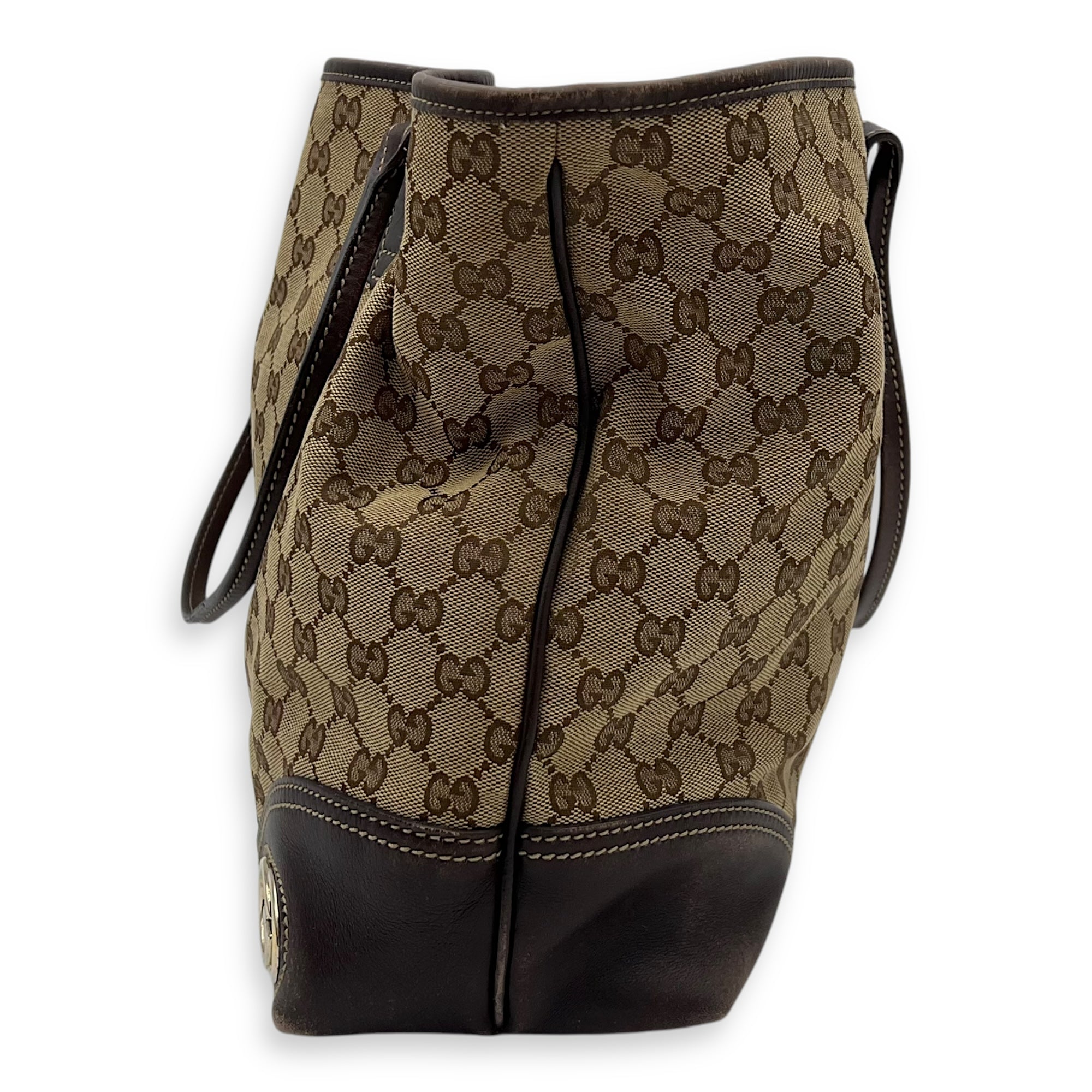 Gucci GG Tote Bag Brown in Canvas, Gold hardware_3