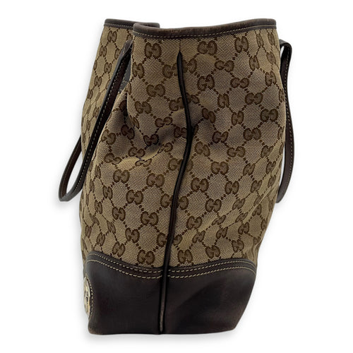 Gucci GG Tote Bag Brown in Canvas, Gold hardware_3