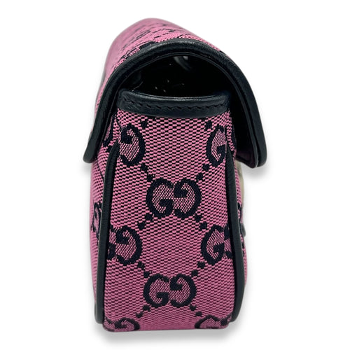 Gucci GG Marmont Super Mini Pink Crossbody Bag in Canvas, Silver hardware_3