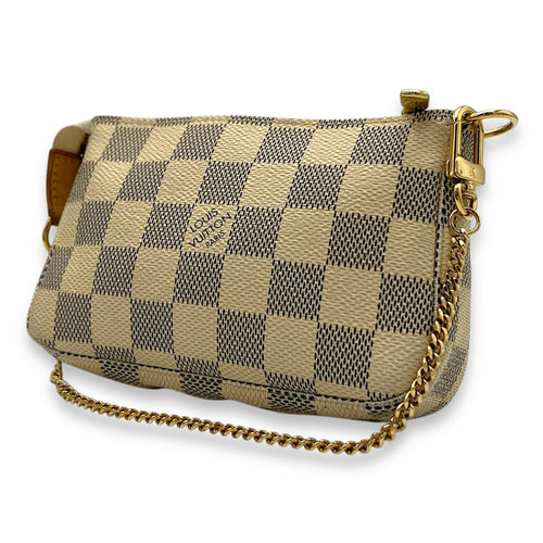 Louis Vuitton Pochette Accessoires Mini Damier Azur Pouch in Coated Canvas, Gold hardware_3