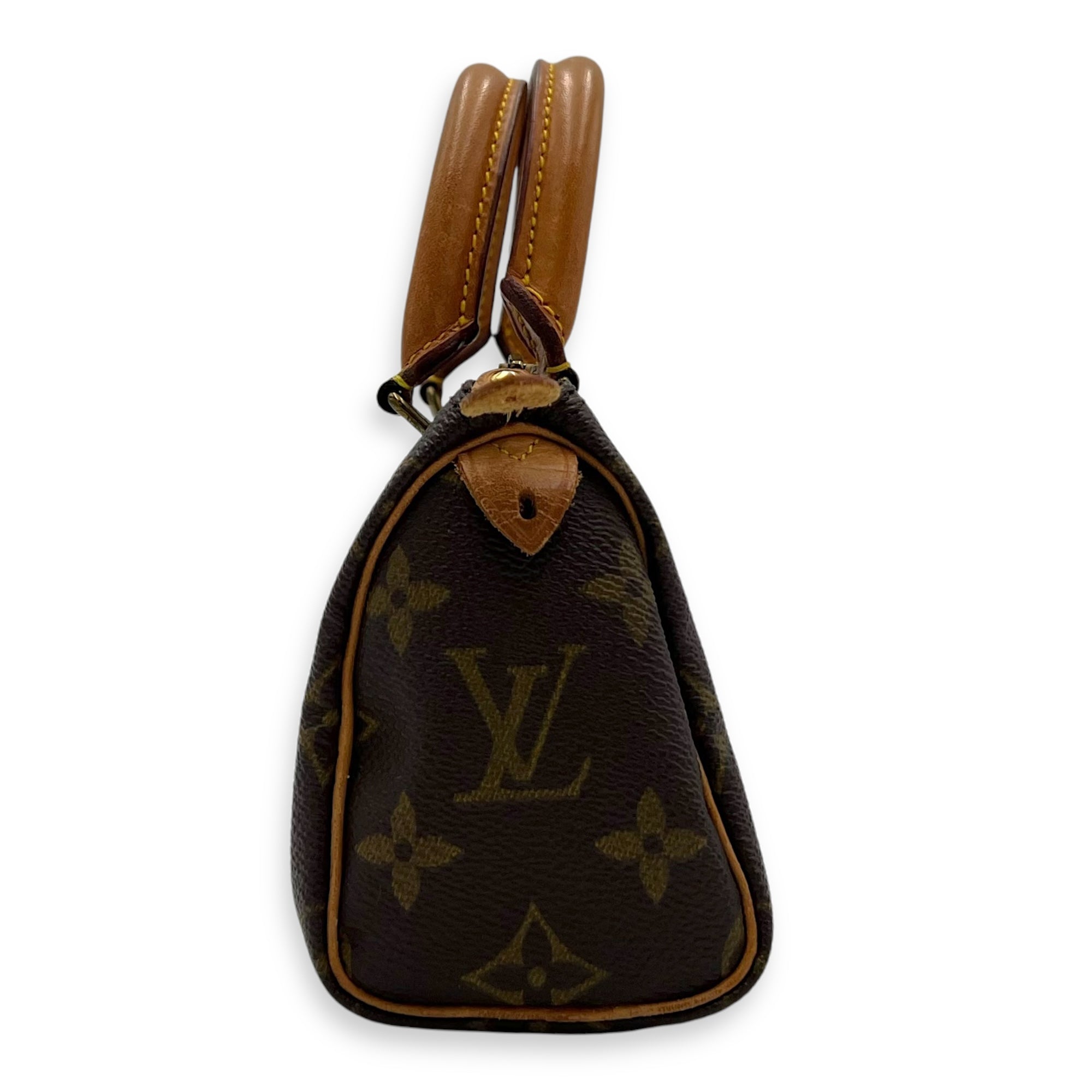 Louis Vuitton Speedy Top Handle Bag Nano Brown in Monogram Coated Canvas, Gold hardware_3