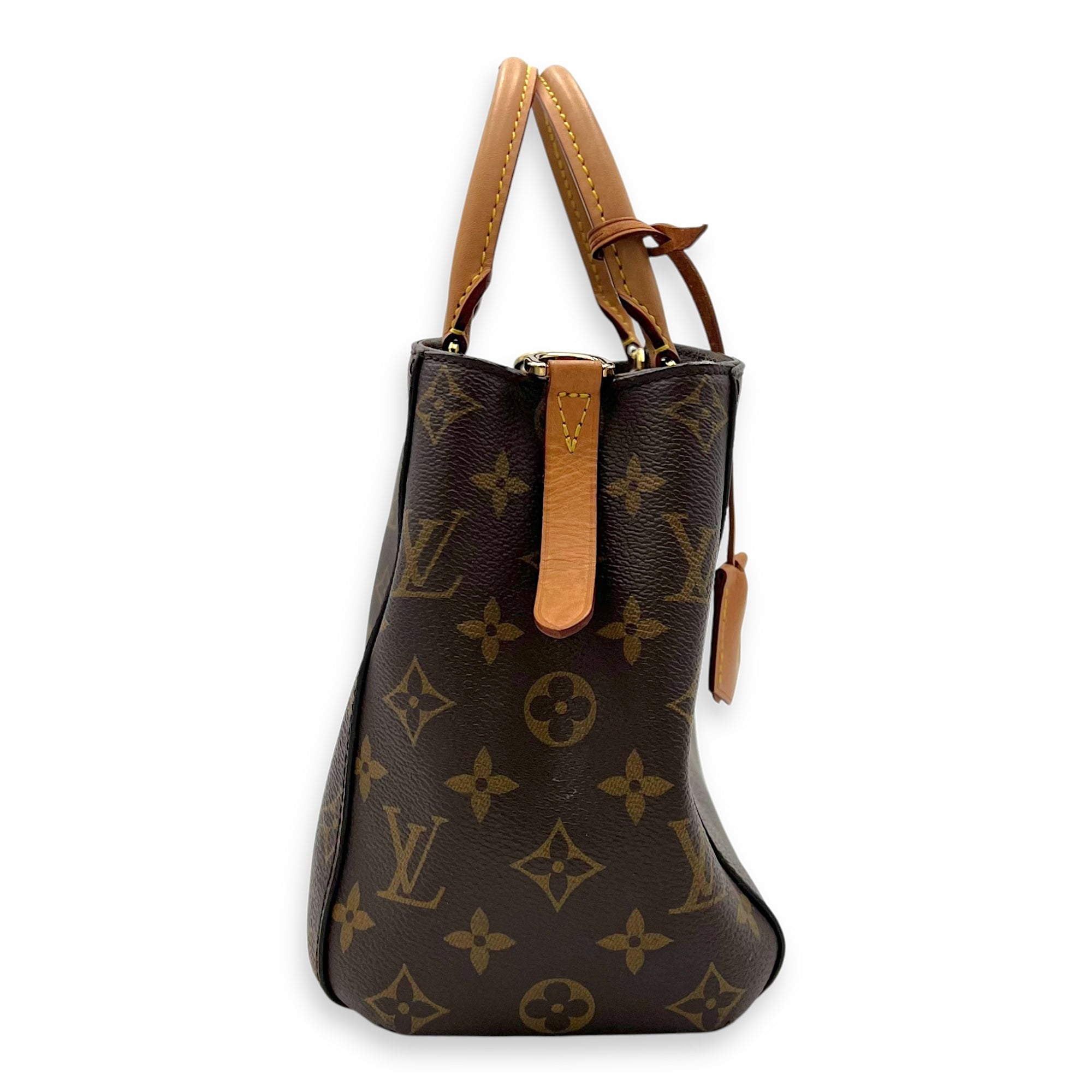 Louis Vuitton Montaigne Top Handle Bag BB Brown in Monogram Coated Canvas, Gold hardware_3