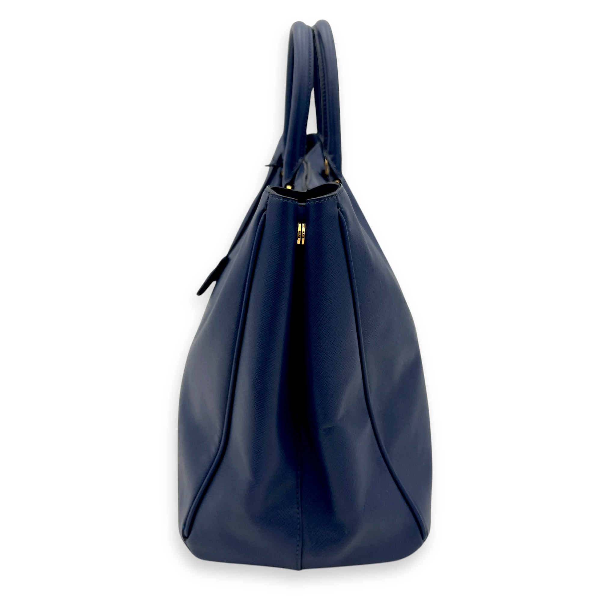 Prada Galleria Top Handle Bag Large Blue in Saffiano Leather, Gold hardware_5