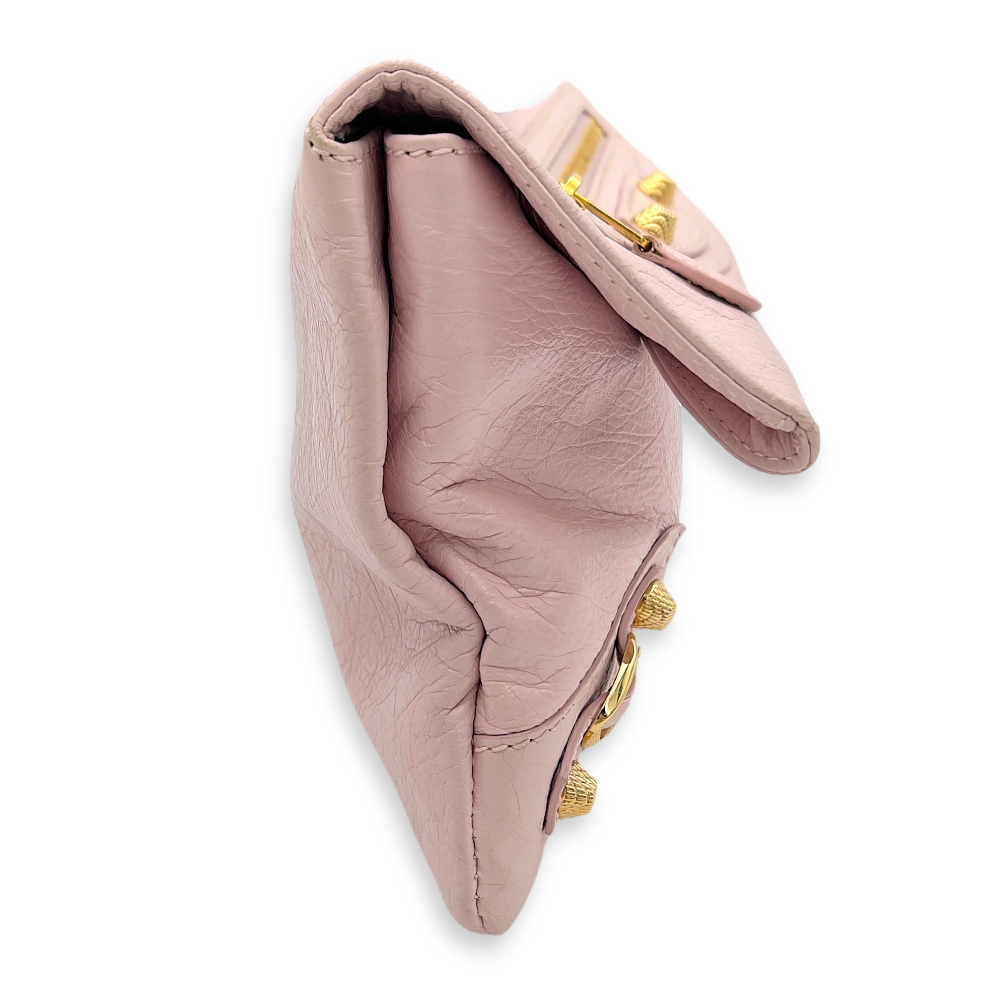 Balenciaga Envelope Clutch Pink in Distressed Leather, Gold hardware_3