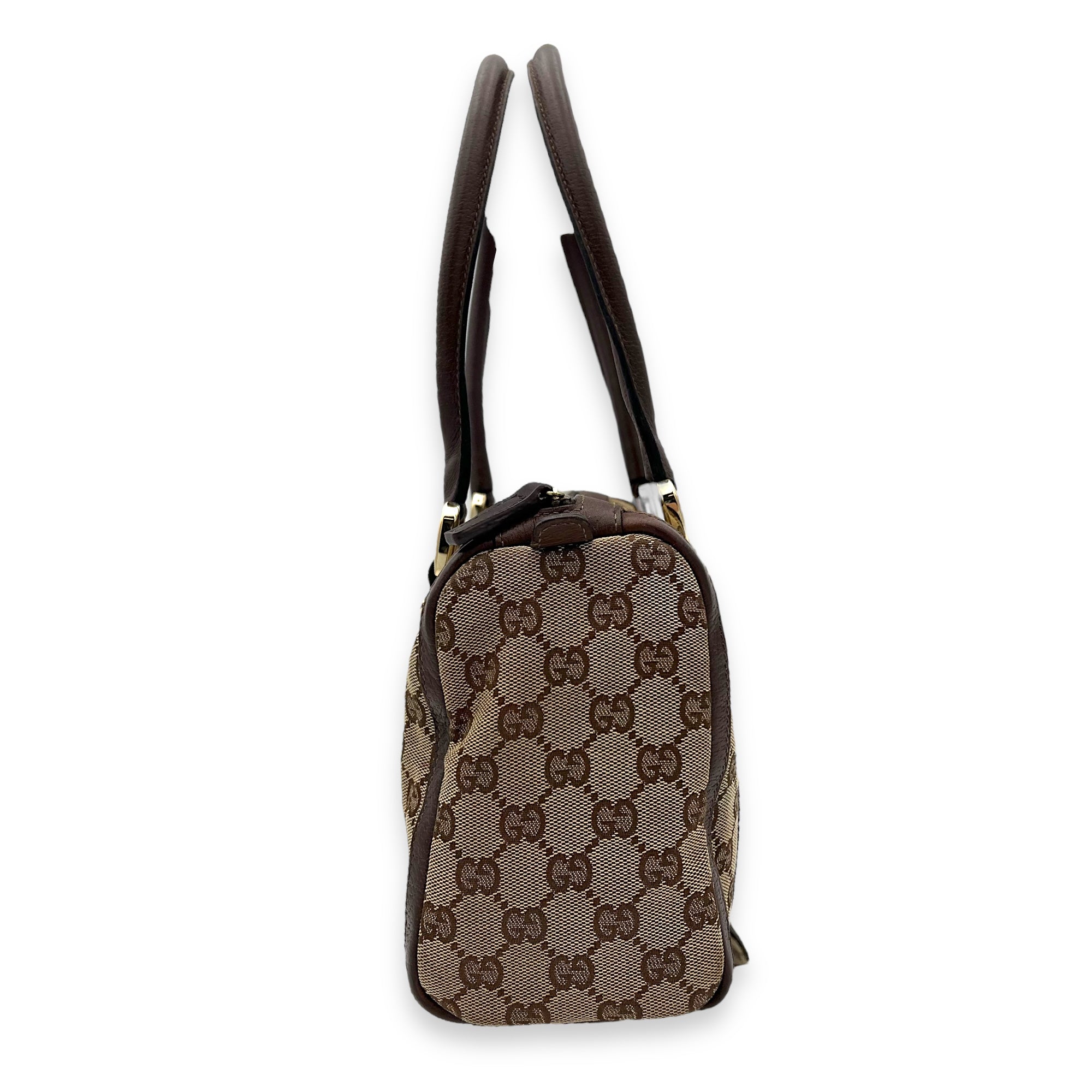 Gucci Vintage Brown Top Handle Bag in Jacquard, Gold hardware_3