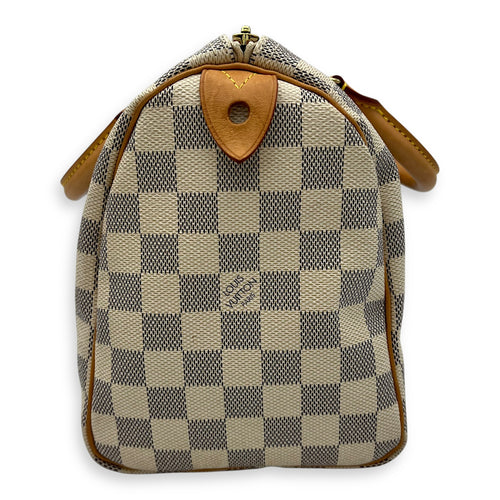 Louis Vuitton Speedy 25 Damier Azur Top Handle Bag in Coated Canvas, Gold hardware_3