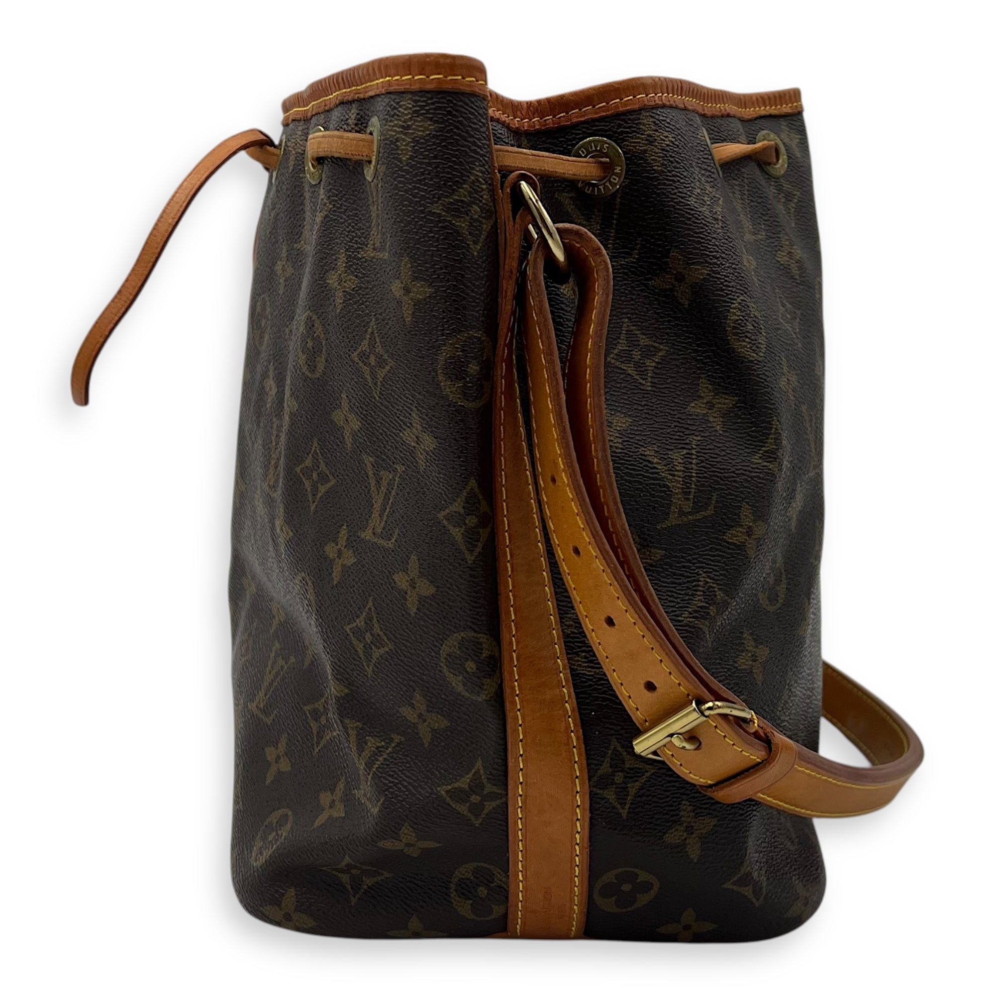 Louis Vuitton Noe Shoulder Bag Petite Brown in Monogram Coated Canvas, Gold hardware_3