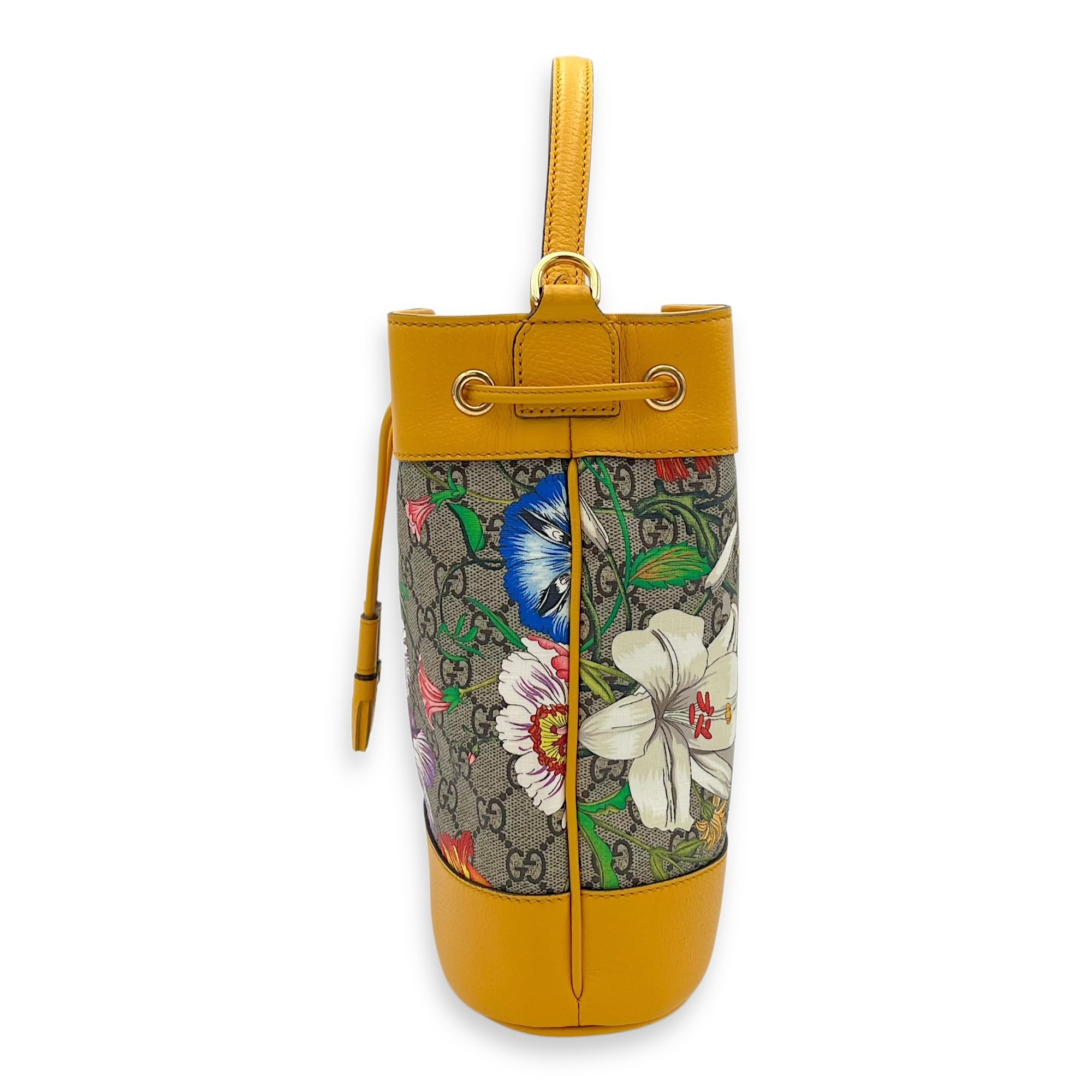 Gucci Ophidia Bucket Bag Yellow in Coated Canvas, Gold hardware_3