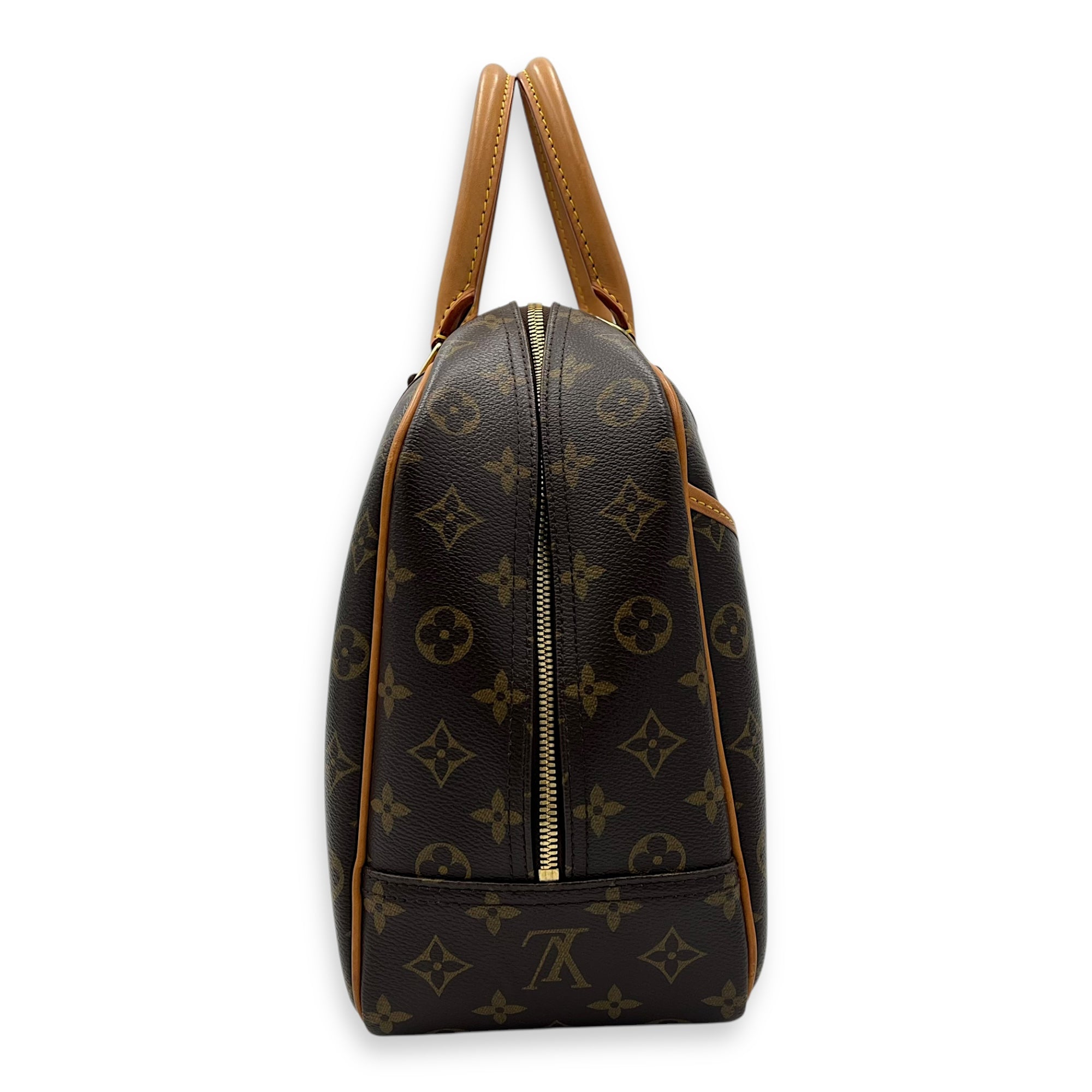 Louis Vuitton Deauville MM Brown Top Handle Bag in Monogram Coated Canvas, Gold hardware_3