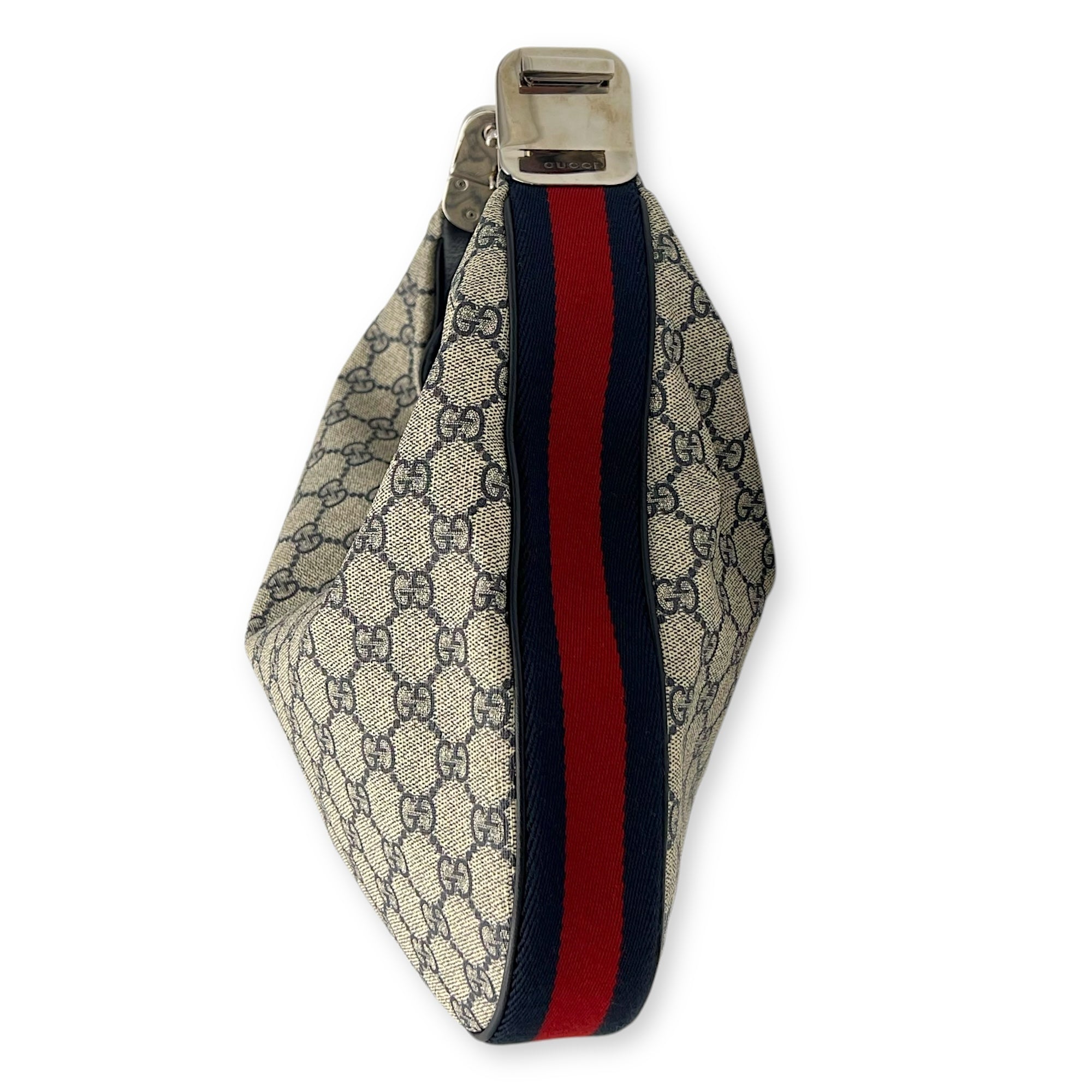 Gucci Attache Shoulder Bag Blue in Coated Canvas, Silver hardware_3