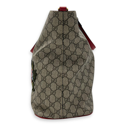 Gucci GG Supreme Snake Heart Grey Tote Bag in Coated Canvas, Silver hardware_3