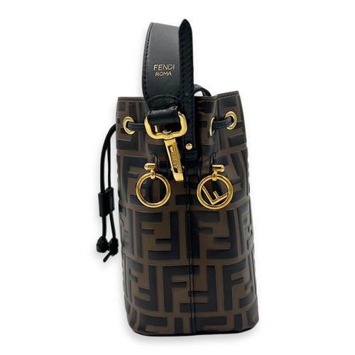 Fendi Mon Tresor Bucket Bag Brown in Calfskin, Gold hardware_3