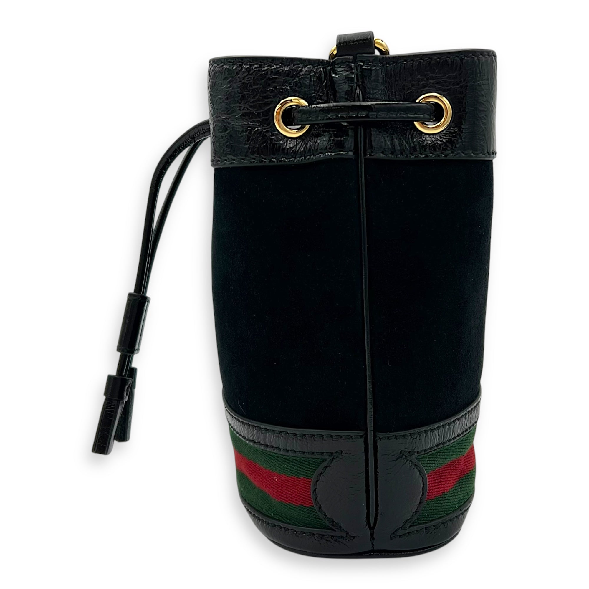 Gucci Ophidia Bucket Bag Black in Suede Leather, Gold hardware_3