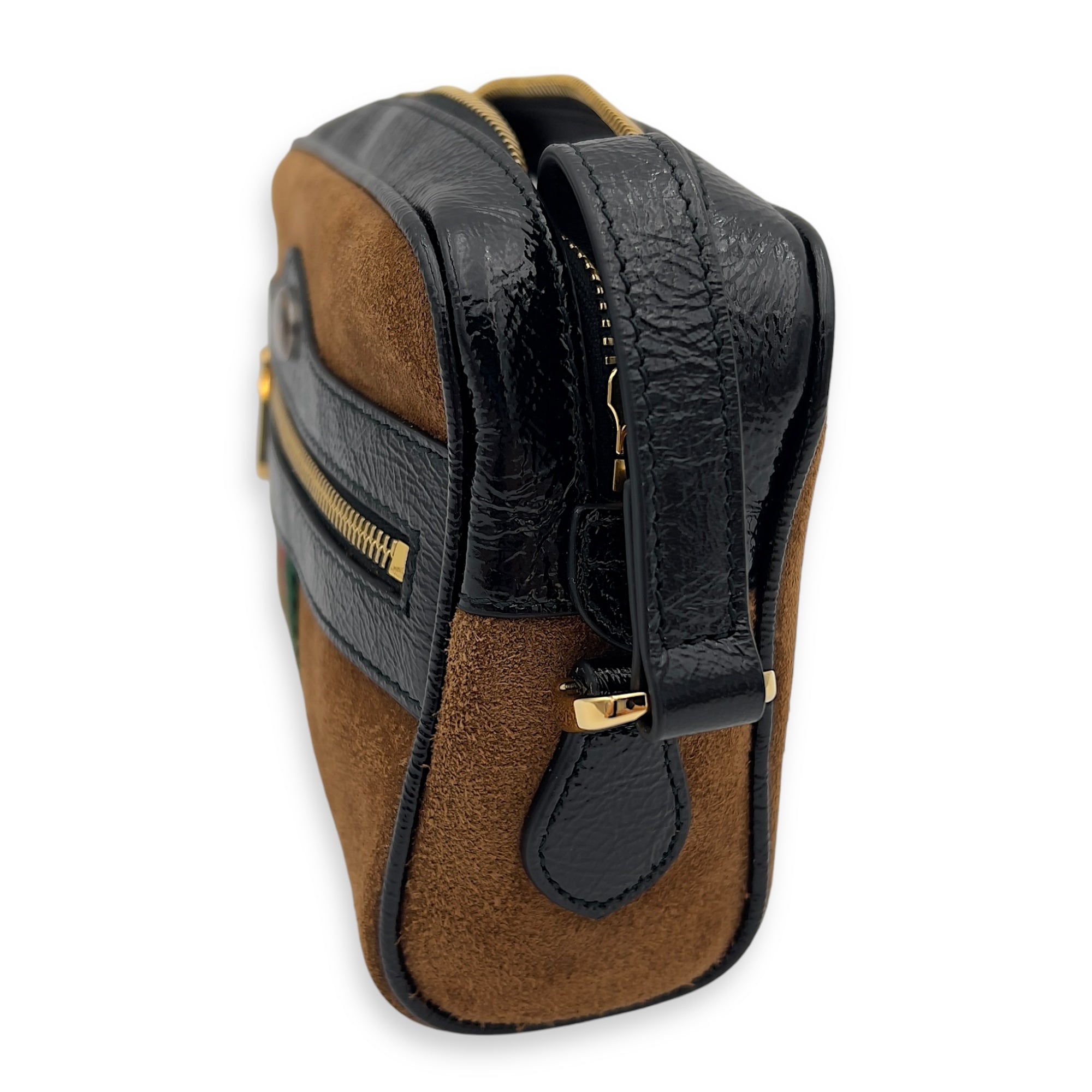 Gucci Ophidia Crossbody Bag Brown in Suede Leather, Gold hardware_7