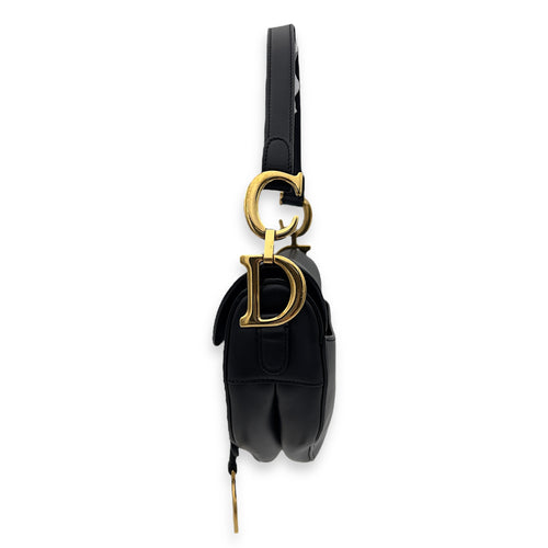 Christian Dior Saddle Shoulder Bag Black in Calfskin, Gold hardware_3