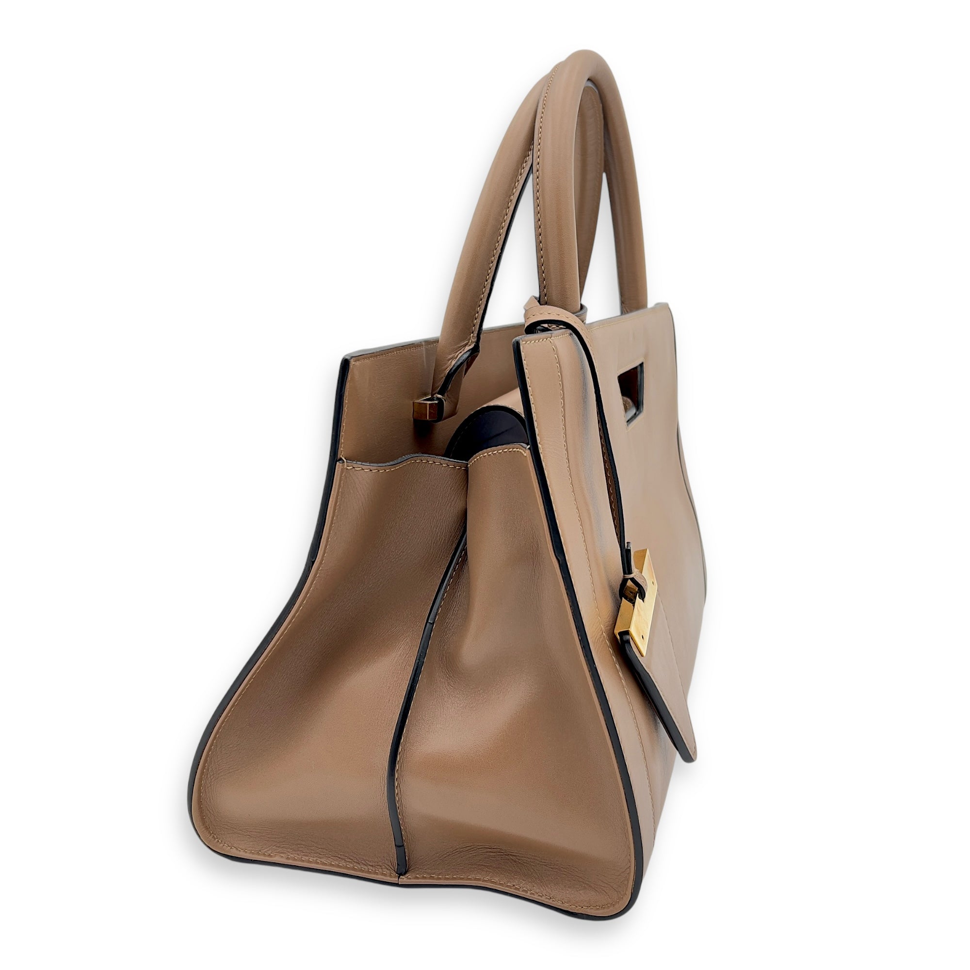 Loewe Barcelona Top Handle Bag Brown in Calfskin, Gold hardware_6