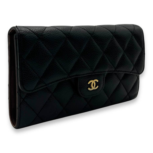 Chanel Classic Wallet Long Black in Caviar Leather, Gold hardware_3