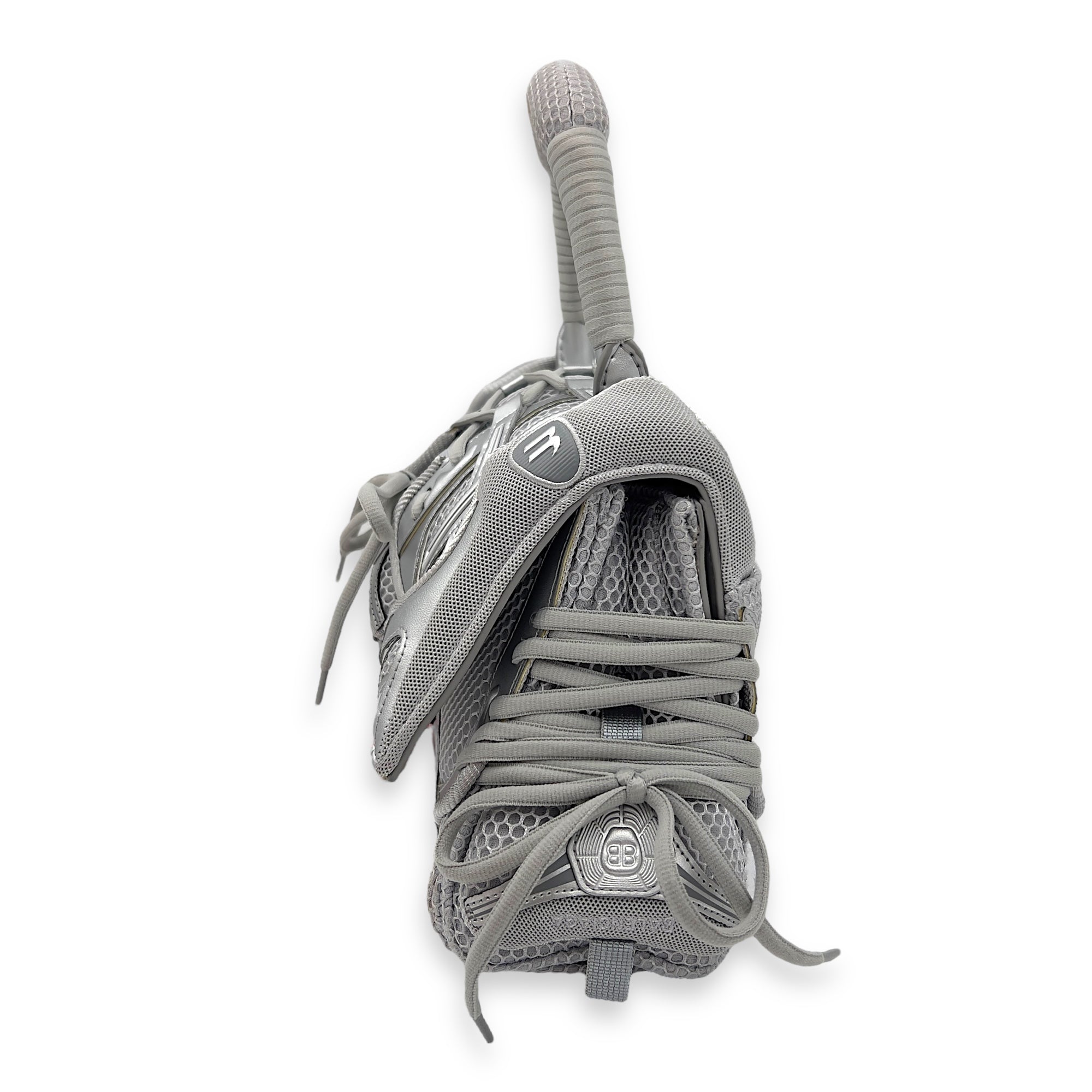 Balenciaga Sneakerhead Hourglass Grey Top Handle Bag in Canvas, Silver hardware_5