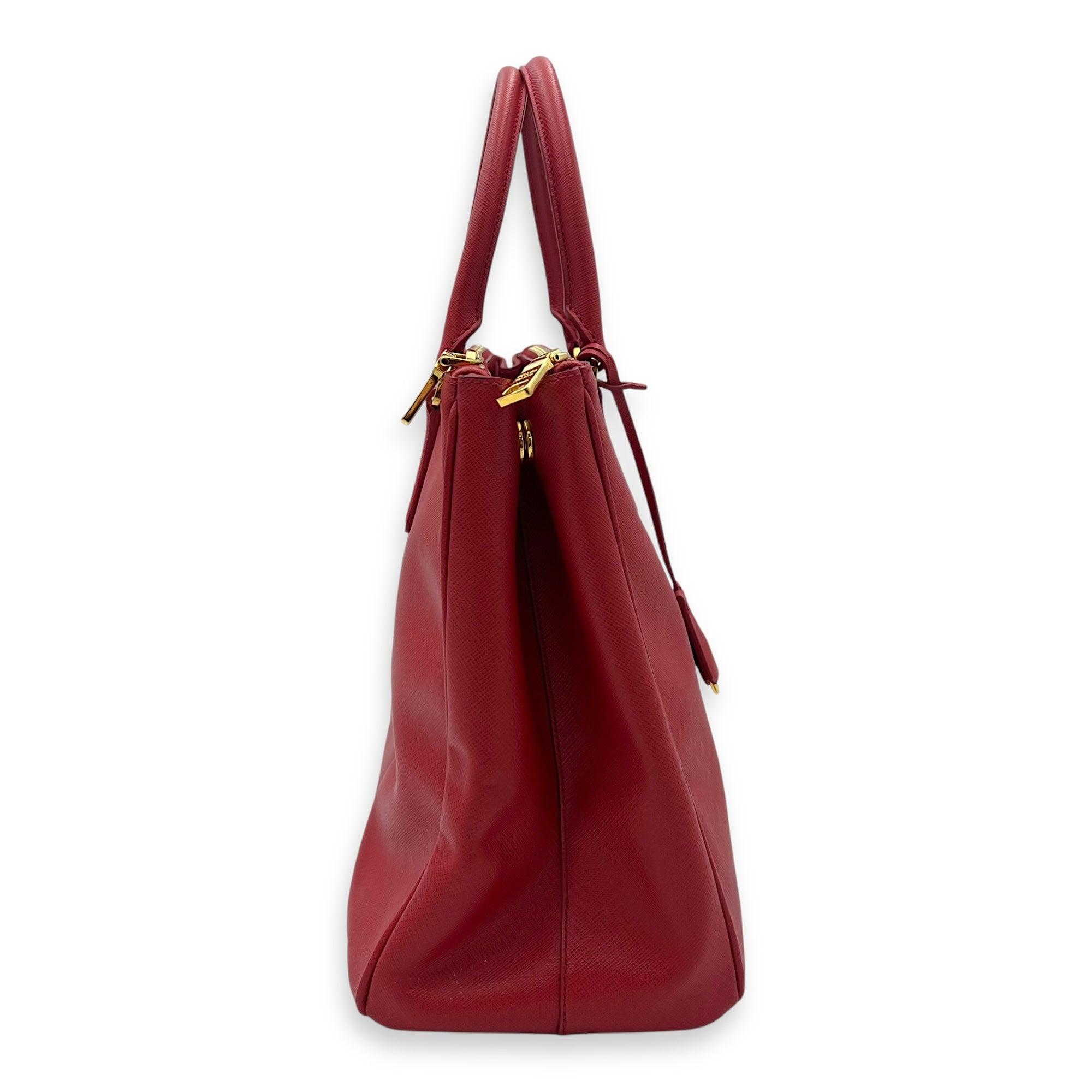 Prada Galleria Top Handle Bag Red in Saffiano Leather, Gold hardware_3