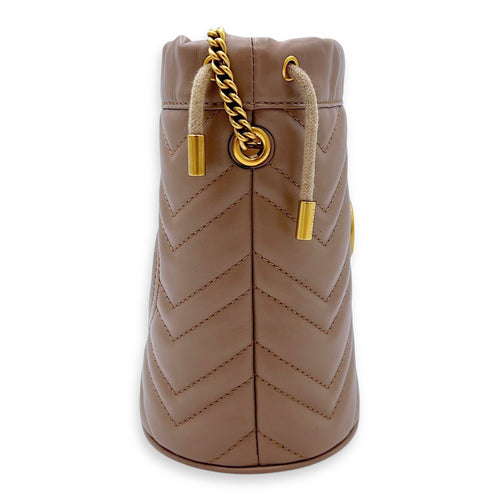 Gucci GG Marmont Bucket Bag Beige in Calfskin, Gold hardware_3