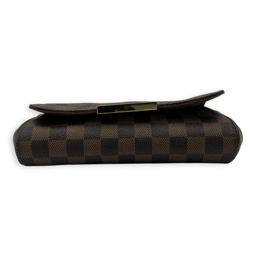 Louis Vuitton Favourite Damier Ebene Crossbody Bag in Coated Canvas, Gold hardware_5