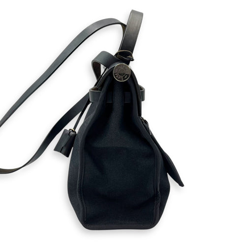 Hermès Herbag 31 Black Top Handle Bag in Canvas, Silver hardware_3