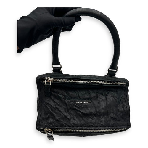 Givenchy Pandora Black Top Handle Bag in Distressed Leather, Silver hardware_2