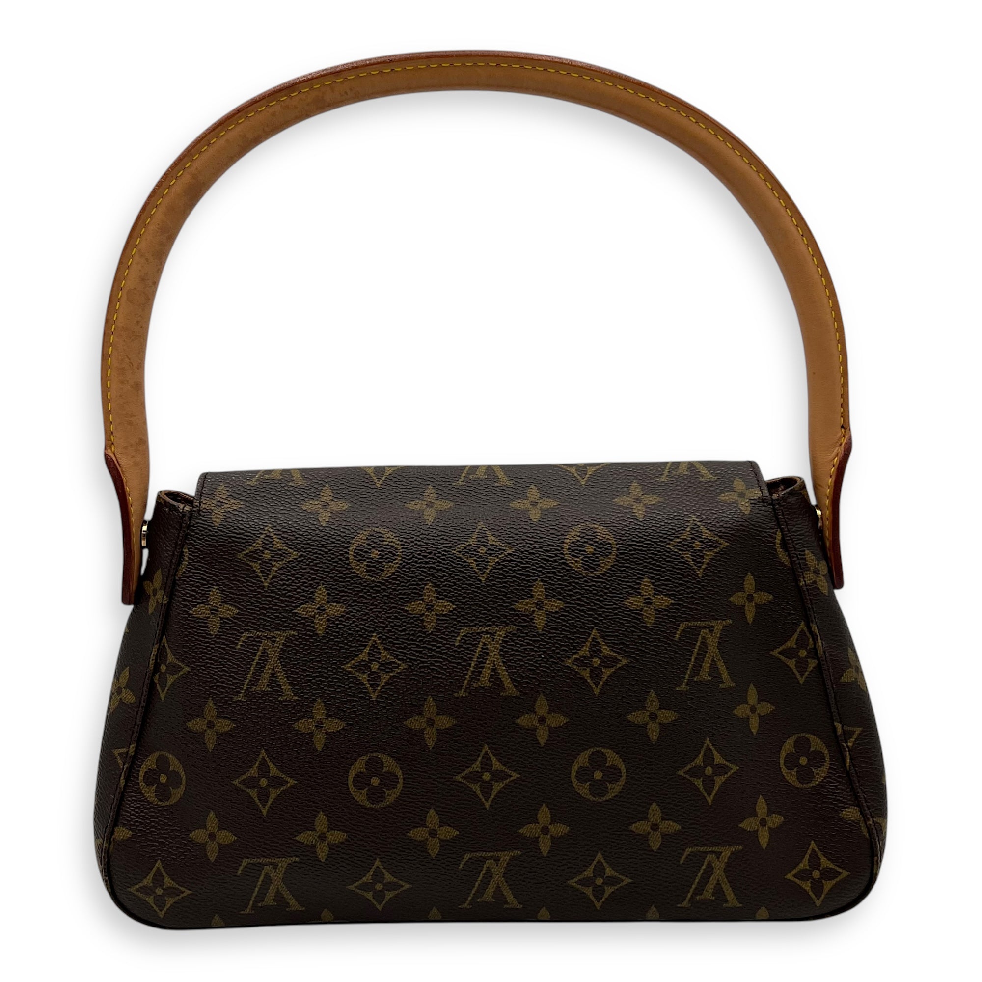 Louis Vuitton Looping Mini Brown Shoulder Bag in Monogram Coated Canvas, Gold hardware_3