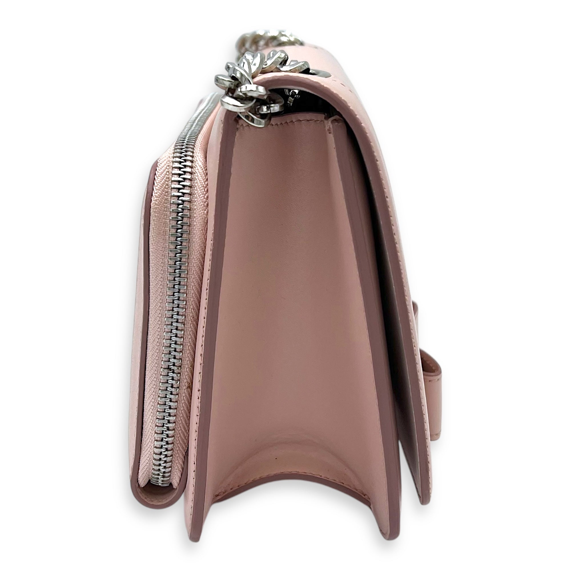 Salvatore Ferragamo Vara Bow Crossbody Bag Pink in Calfskin, Silver hardware_3