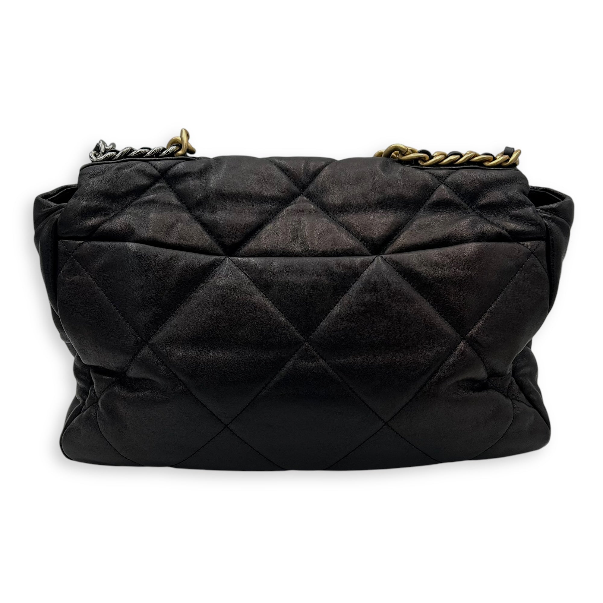 Chanel C19 Maxi Black Shoulder Bag in Lambskin, Mixed hardware_2