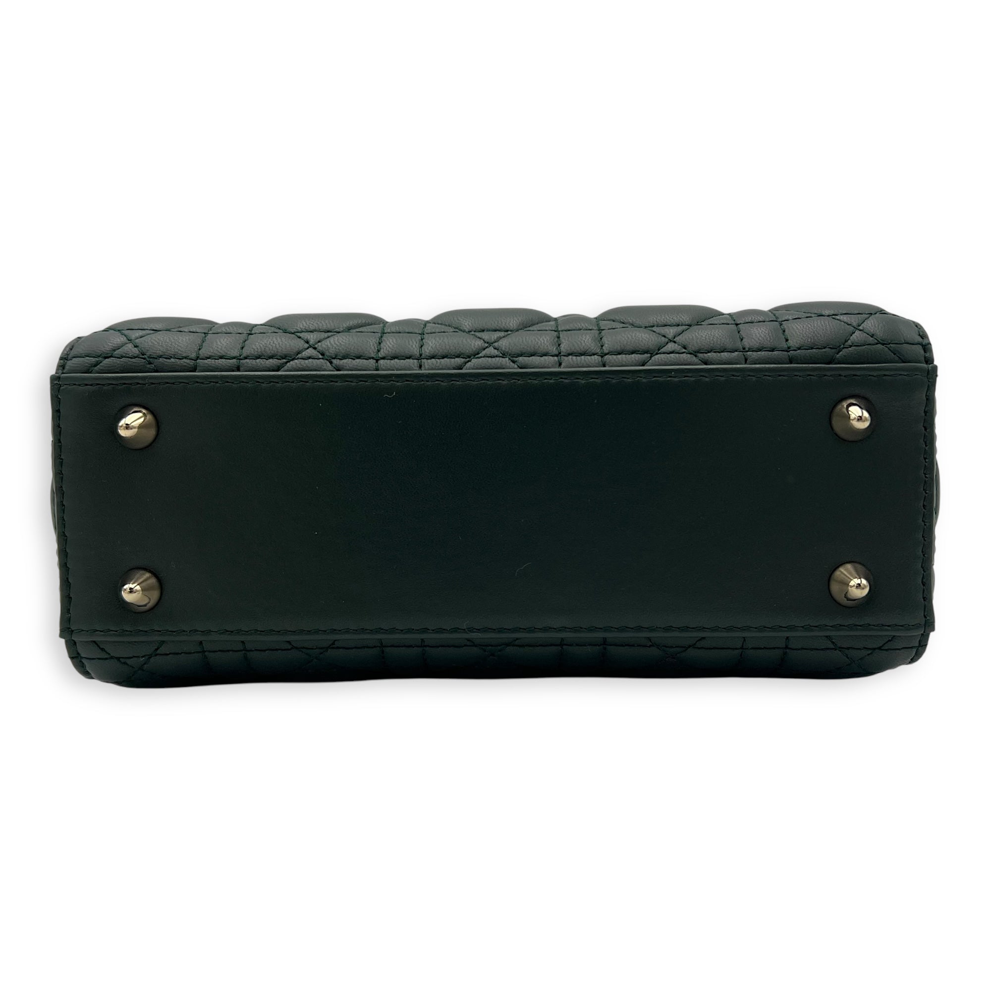 Christian Dior Lady Dior Top Handle Bag Green in Lambskin, Gold hardware_5