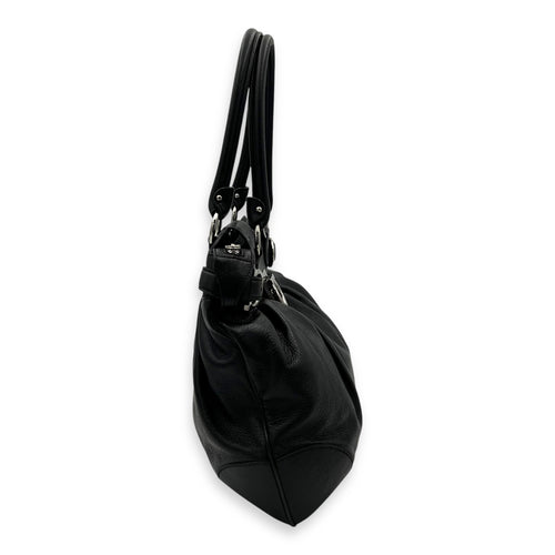 Salvatore Ferragamo Gancini Tote Bag Black in Calfskin, Silver hardware_3