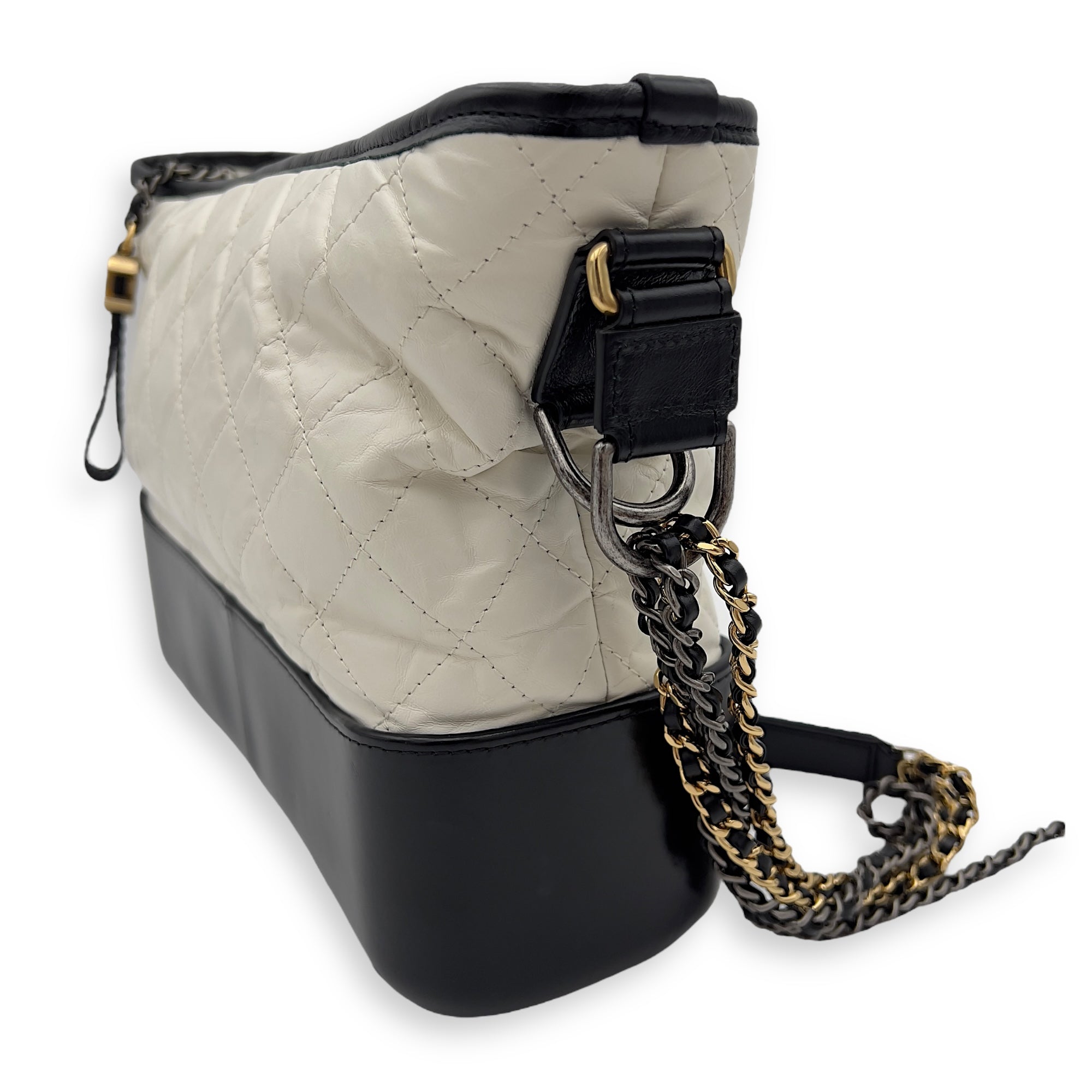 Chanel Gabrielle Shoulder Bag White in Calfskin, Mixed hardware_3