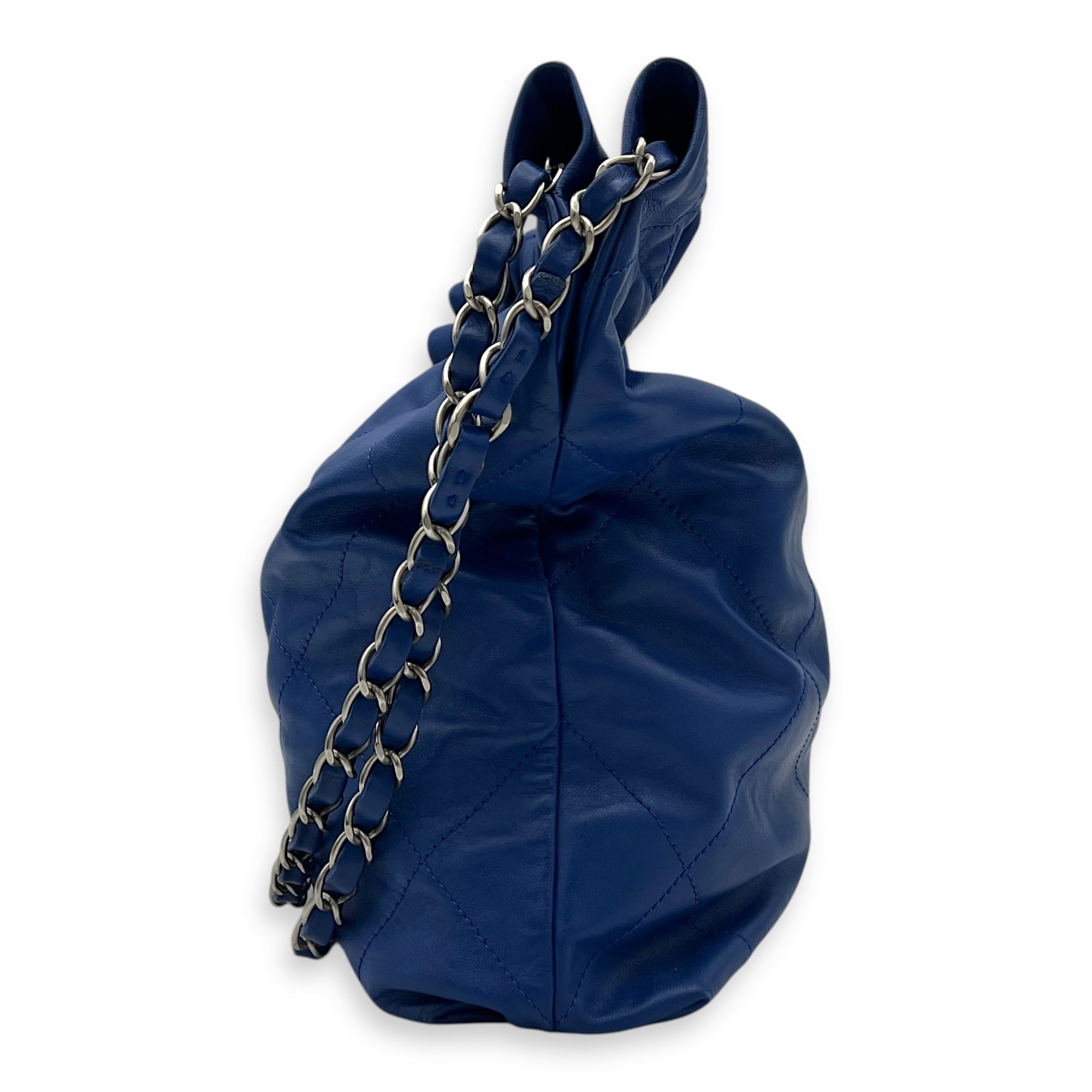 Chanel 22 Tote Shoulder Bag Blue in Calfskin, Silver hardware_3