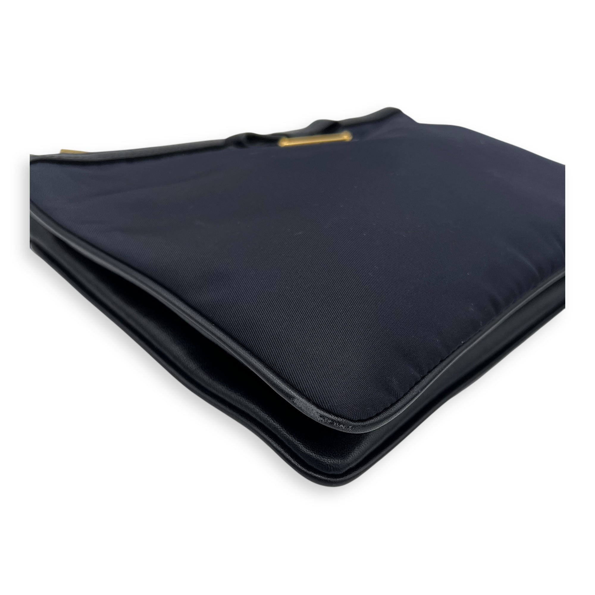 Prada Logo Crossbody Bag Black in Nylon, Gold hardware_9