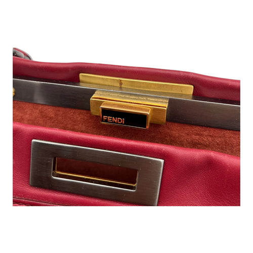 Fendi Peekaboo Top Handle Bag Red in Calfskin, Mixed hardware_9