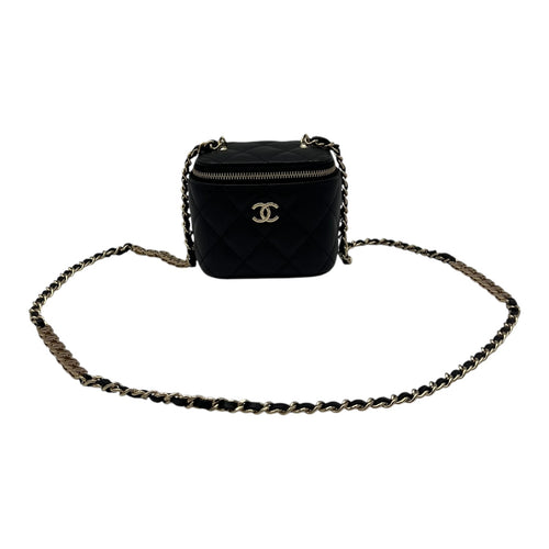 Chanel Vanity Crossbody Bag Black in Caviar Leather, Gold hardware_8