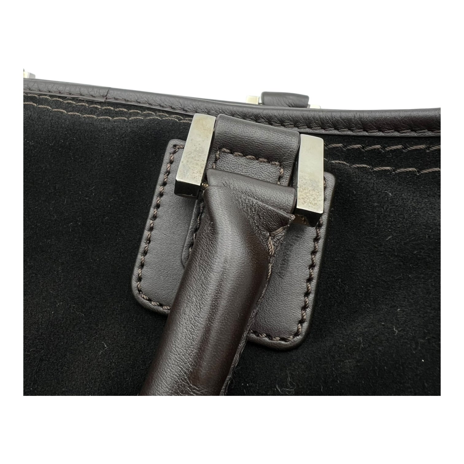 Loewe Amazona Top Handle Bag Black in Epsom, Silver hardware_9