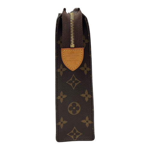 Louis Vuitton Pochette Toilette Brown Pouch in Monogram Coated Canvas, Gold hardware_3