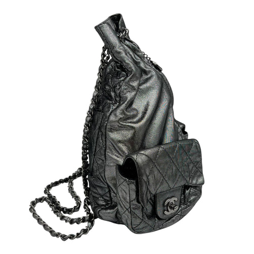Chanel Quilted  Backpack Silver in Coated Canvas, Silver hardware_4