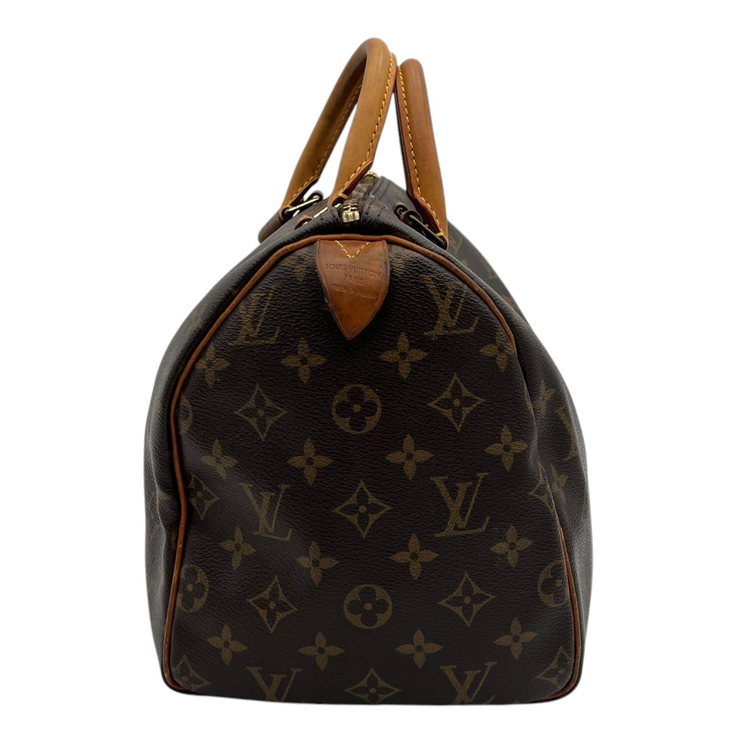 Louis Vuitton Speedy Top Handle Bag 30 Brown in Monogram Coated Canvas, Gold hardware_3
