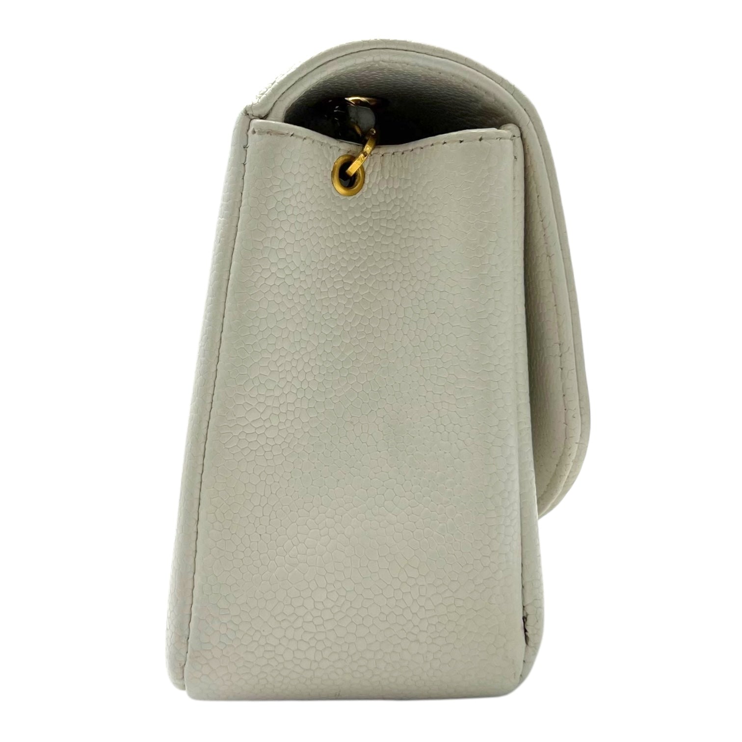 Chanel Diana Shoulder Bag White in Caviar Leather, Gold hardware_3
