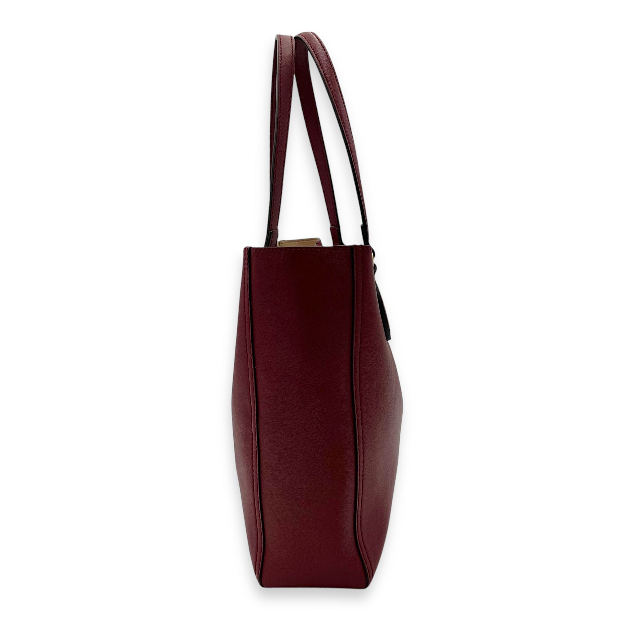 Gucci GG Tote Bag Red in Calfskin, Gold hardware_3