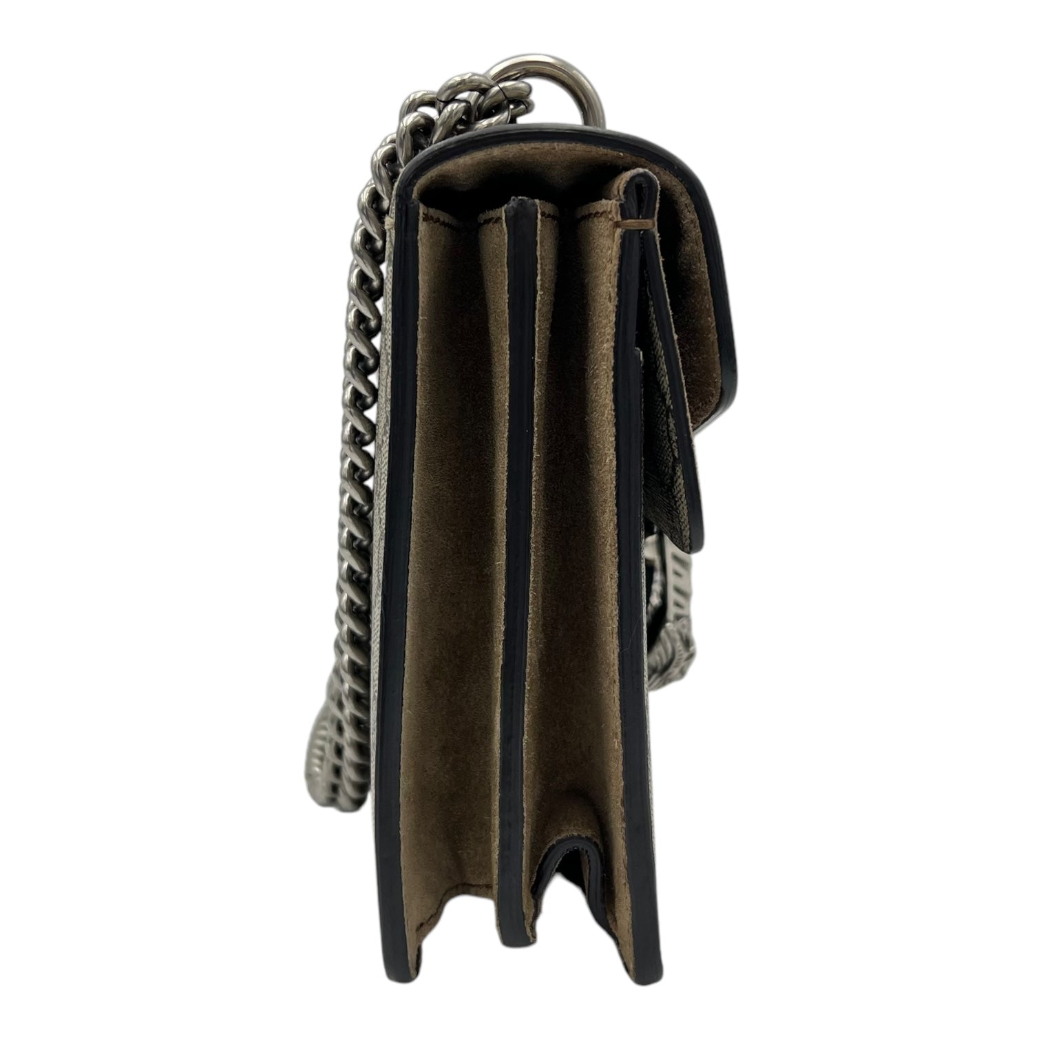 Gucci Dionysus Shoulder Bag Small Brown in Coated Canvas, Silver hardware_3