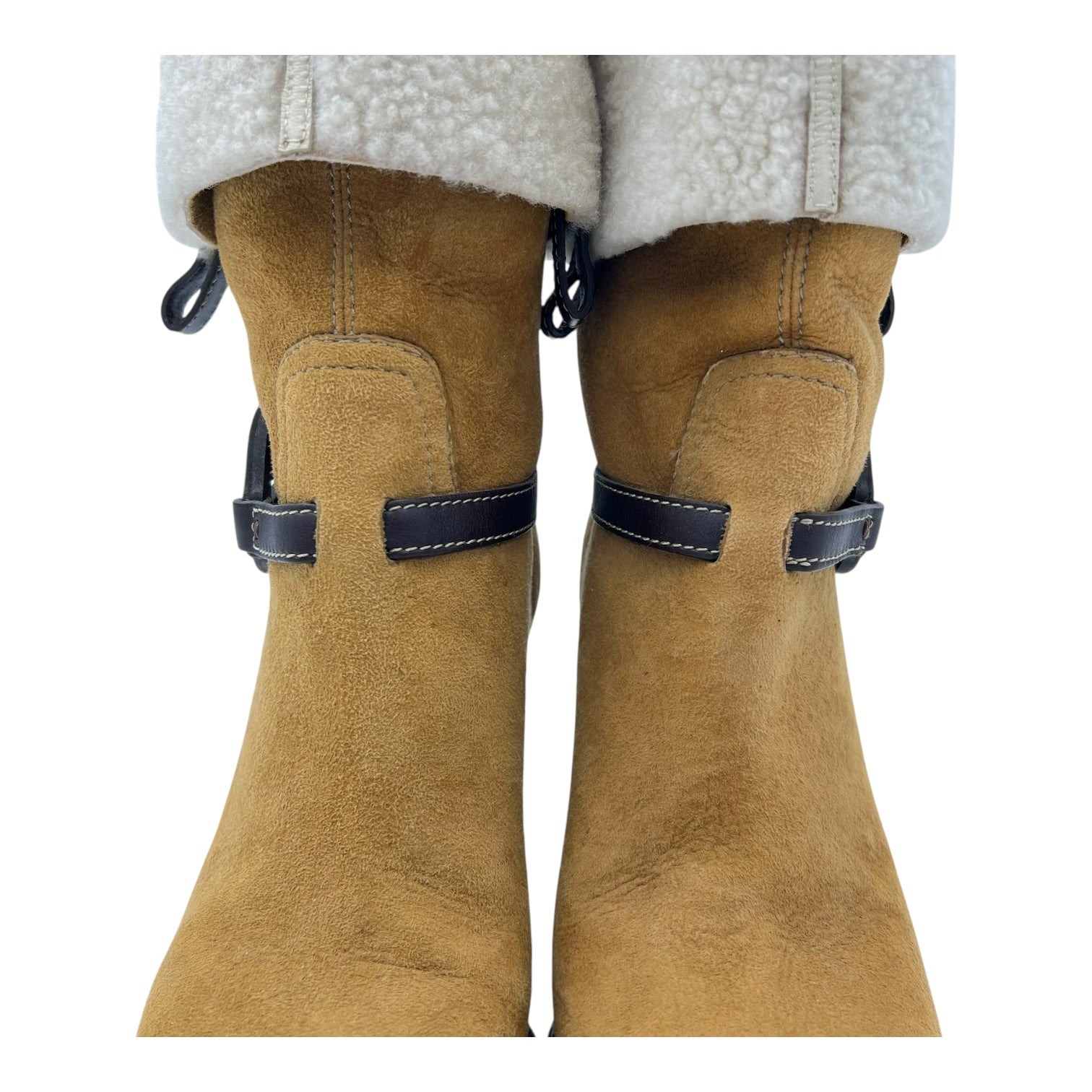 Gucci GG logo suede and shearling boots Boots EU 36.5 Brown in Suede Leather_3