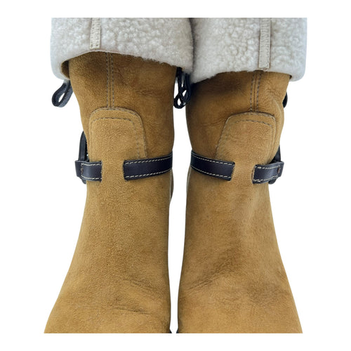 Gucci GG logo suede and shearling boots Boots EU 36.5 Brown in Suede Leather_3
