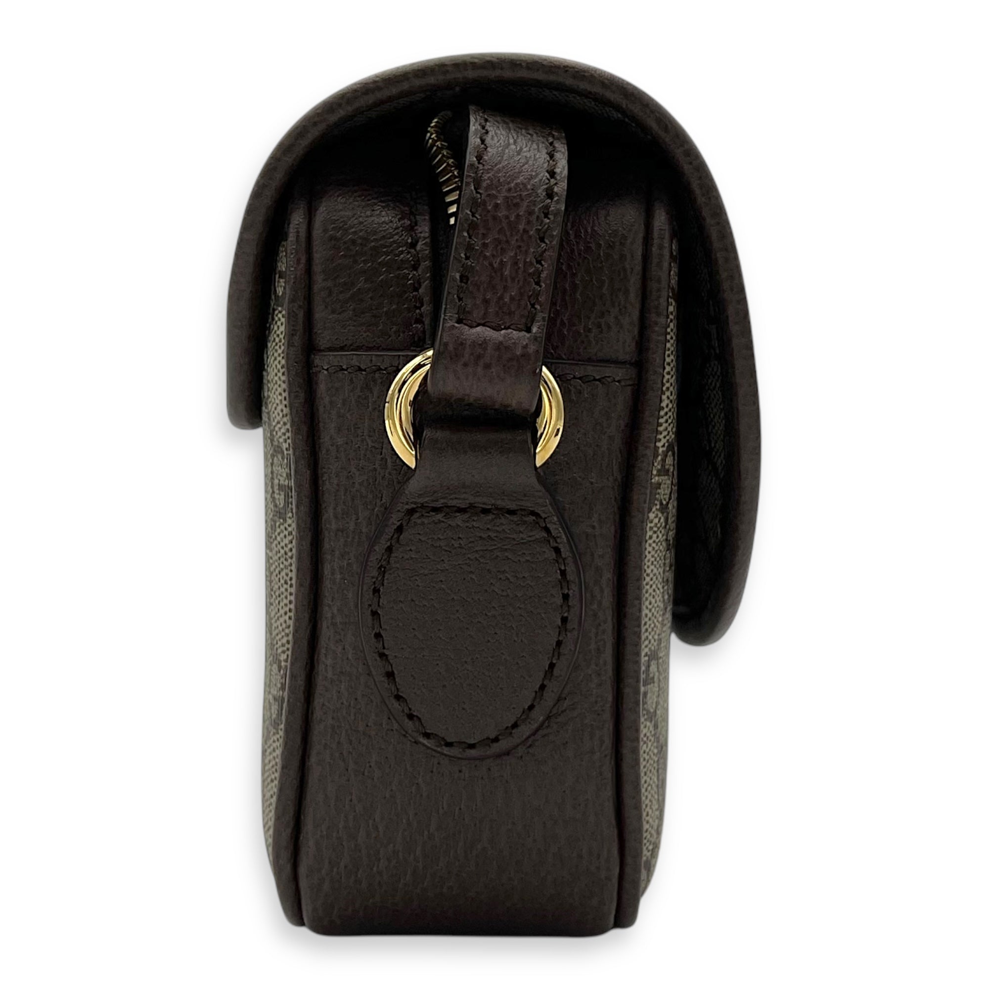 Gucci Ophidia Brown Crossbody Bag in Coated Canvas, Gold hardware_3